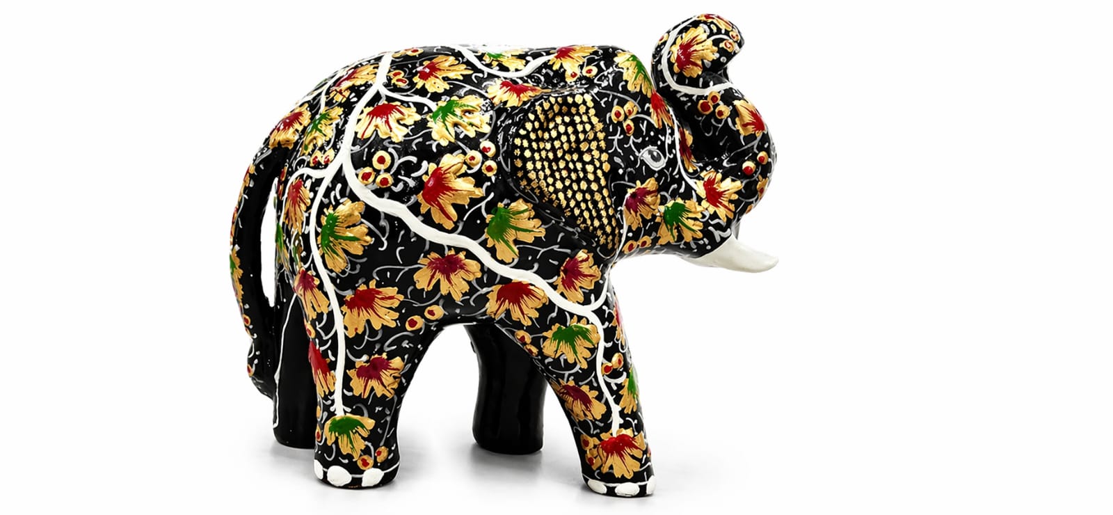 8 inch height , Papier machie elephant sculpture, Handmade , Wooden Elephant , hand painted paper mache sculpture from Kashmir
